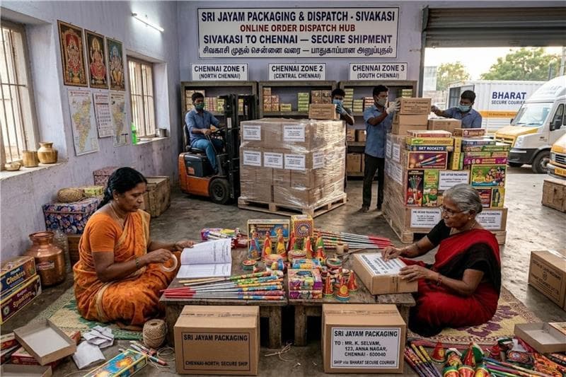 PESO certified Sivakasi fireworks ready for Chennai delivery