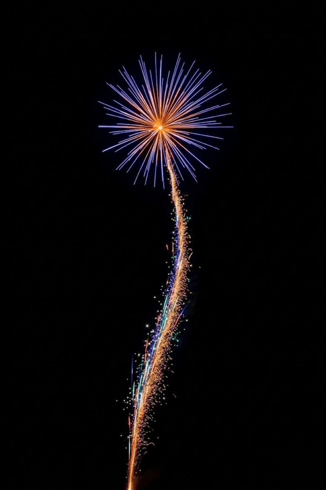 Single-burst Sivakasi rocket trail — Bijili Crackers night display