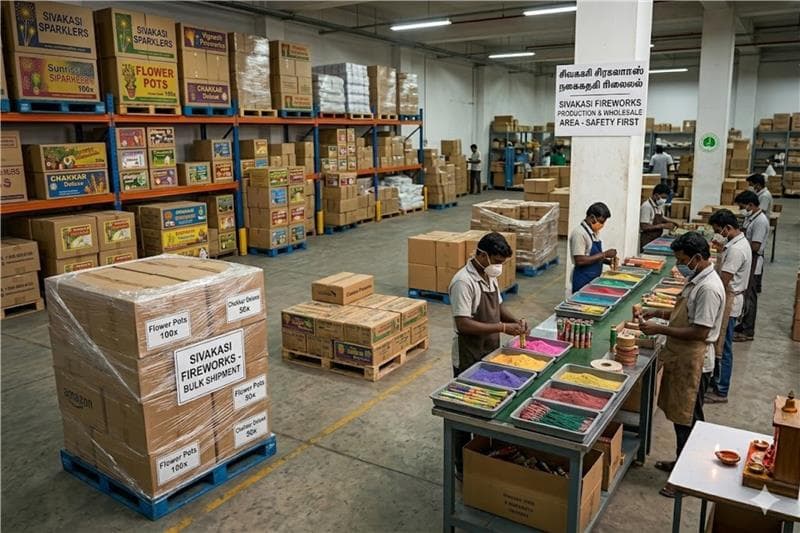 Sivakasi fireworks factory — production and packaged wholesale goods